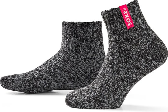 SOXS® Wollen sokken | SOX3619 | Donkergrijs | Enkelhoogte | Maat 37-41 | Scarlet rose label