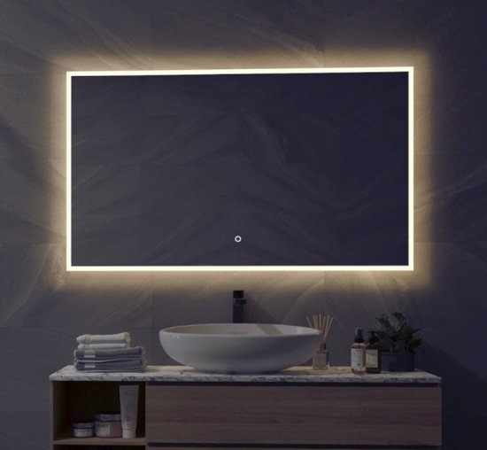 Slimme spiegel met RGB verlichting, verwarming, touch sensor en afstandsbediening 120x70 cm