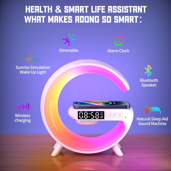 EMAR Wake up light - Avec chargeur sans fil - Enceinte Bluetooth -  Fonctionne avec