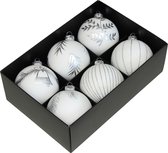 Othmar Decorations Boules de Noël luxueusement décorées -6x -blanc -verre -8 cm