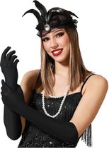 Verkleed party handschoenen voor dames - polyester - zwart - one size - lang model