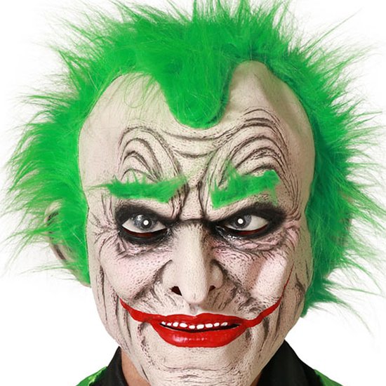 Masque Halloween Adulte Joker Clown En Latex - Effrayant, Cheveux Rouges, Taille Unique, Pour Fêtes Déguisées