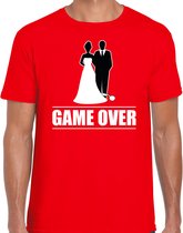Bellatio Decorations vrijgezellen feest t-shirt heren - Game Over - rood - bachelor party/bruiloft S