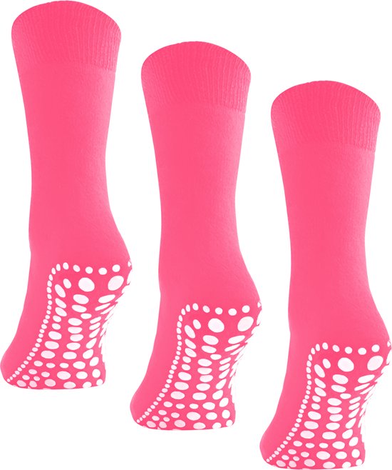 Huissokken anti slip - Antislip sokken - maat 43-46 - 1 paar - Roze