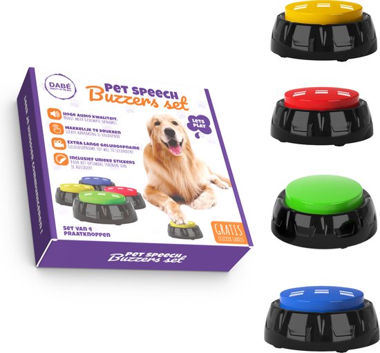 Dabé Pets - Hondenpraatknoppen - praatknoppen voor communicatie met honden - inclusief batterij