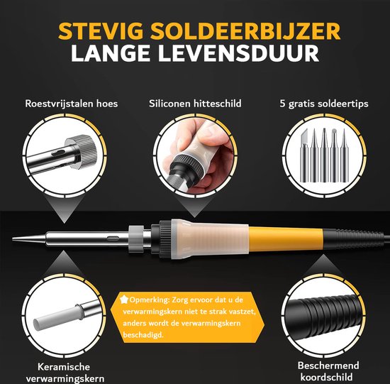 Soldeerboutset met lcd-display, 110 W led-display, instelbare temperatuur, soldeerbout met automatische slaapmodus, soldeerpistool met 5 soldeerpunten, soldeertin, standaard, lasgereedschap