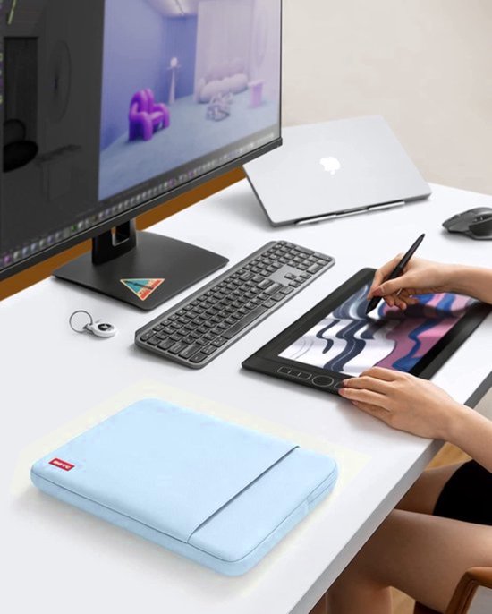 BOTC Laptophoes 15.6 inch - 2-delige - Laptop Sleeve met Etui - Laptophoes/ Sleeve - Extra Vak - Blauw - BOTC