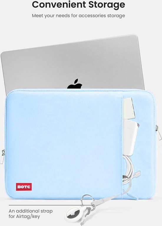 BOTC Laptophoes 15.6 inch - 2-delige - Laptop Sleeve met Etui - Laptophoes/ Sleeve - Extra Vak - Blauw - BOTC