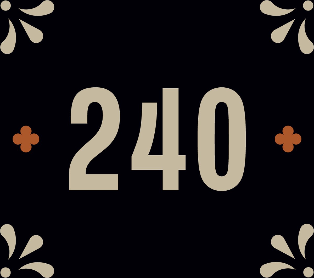 Huisnummerbord nummer 240 | Huisnummer 240 |Zwart huisnummerbordje ...