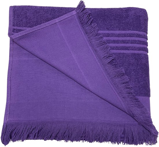Handdoek | Hamamdoek met één zijde badstof | Terry | Paars | 100 x 170 CM