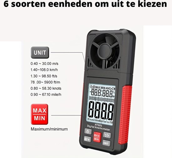 Anémomètre extérieur Arvona - Anémomètre numérique - Compteur de vitesse du  vent 