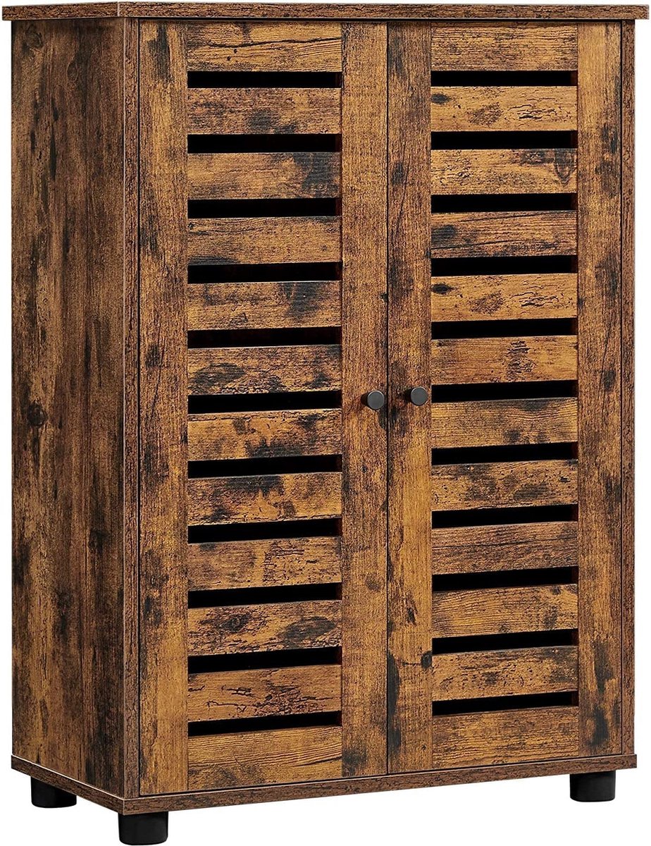 Rootz Dressoir - Badkamerkast - Opbergkast - Verstelbare Planken - Bewerkt Hout - Bruin - 60 x 30 x 82 cm