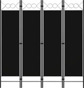 The Living Store Vrijstaand Ruimteverdeler - 160 x 180 cm - Zwart stof (100% polyester) en gepoedercoat ijzer - 4 panelen