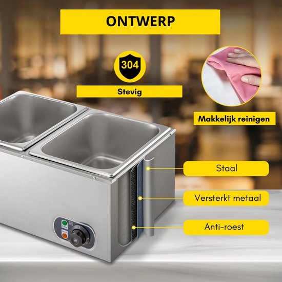 Happyment Buffetwarmer PRO - Electrisch - Chafing Dish - Warmhoudbakken - Warmhoudbakken 3 Voor Buffet - 3 Delig — afbeelding 5
