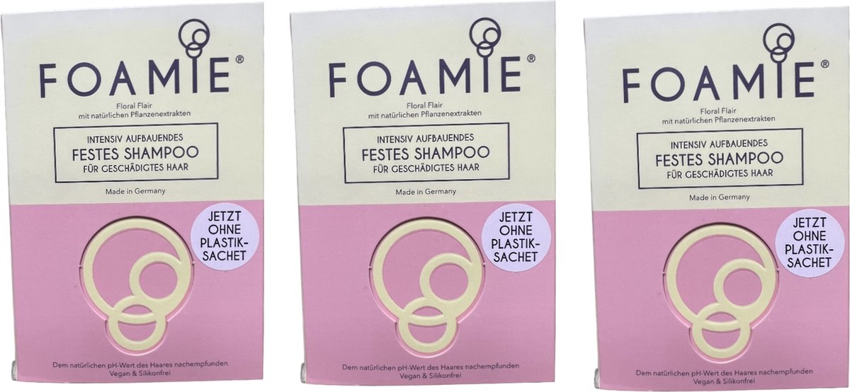 FOAMIE Shampoo Bar 3 stuks à 83 Gram voor beschadigd haar