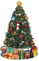 Viv! Christmas Kerst muziekdoos - Kerstboom met cadeautjes - groen - 29cm