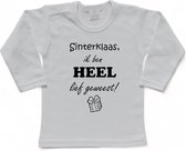 Sinterklaas | T-shirt Lange Mouw | Sinterklaas, ik ben heel lief geweest! | Grappig | Cadeau | Kado | Wit/zwart | Maat 92