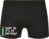 Blow me it's my birthday Heren Boxershort - humor - lepel - vriend - onderbroek - grappig