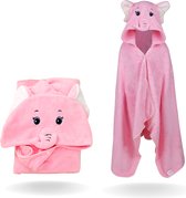 peignoir bébé - poncho de bain - cape de bain bébé - serviette bébé avec capuche - éléphant - rose