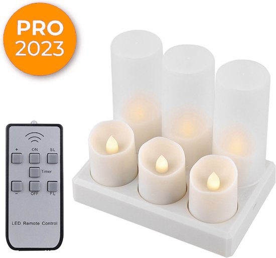 Bougies LED à flamme mobile - Set de 6 - Avec télécommande - Avec station  de recharge