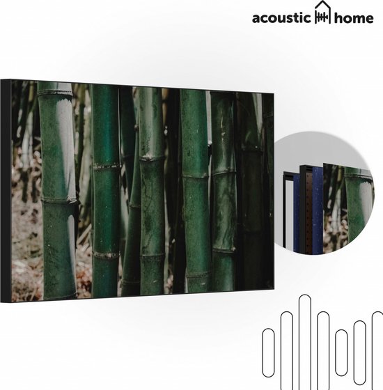 Panneaux acoustiques - Isolation phonique - Panneaux muraux acoustiques - Peinture acoustique AcousticPro® - panneau avec bambou vert - design 384 - Premium - 90x60 - Wit- Décoration murale - salon - silencieux - mousse studio