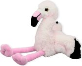 Inware pluche flamingo vogel knuffeldier - roze - zittend - 16 cm - Dieren/vogels knuffels