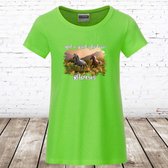 Paarden shirt kind just a girl lime -James & Nicholson-146/152-t-shirts meisjes
