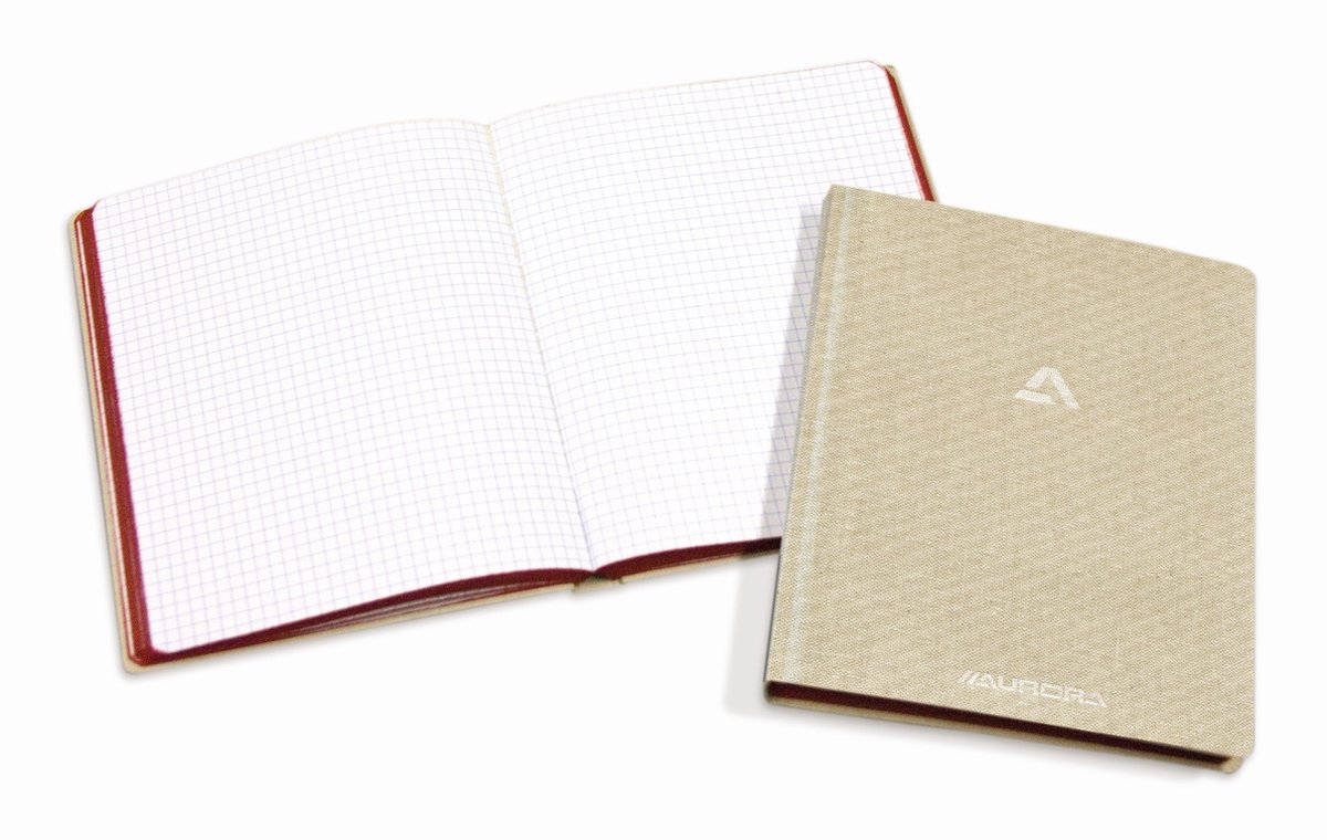 Aurora - MAXI PACK - 8 x Grijs linnen Notebook: Formaat A5+ - Geruit (5x5mm) - 192 Bladzijden - 80gr PEFC papier.