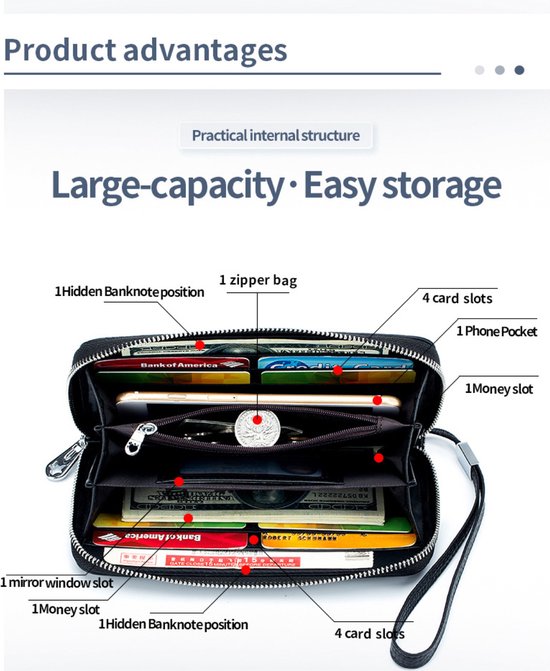 Portefeuille pour femme, porte-cartes, RFID, pour passeport, téléphone, billets de banque, porte-cartes, porte-monnaie - Marron