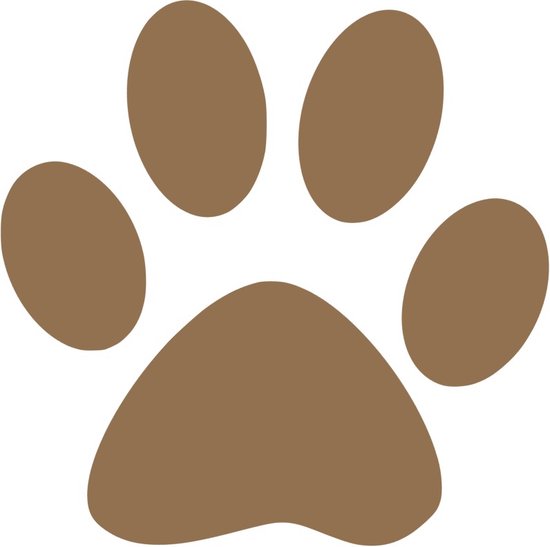 Sticker hondenpoot  - 12 x 12 cm -  kleur bruin