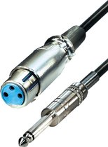 Powteq - Professionele XLR kabel - 5 meter - XLR female naar 6.35 mm jack male - Mono - XLR 3 pins