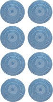Set de table rond Krumble - Napperons - Sous-verres - Sous-verres - Accessoires de table - Set de 8 - Diamètre 36 cm - Blauw/ gris