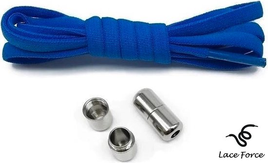 Lace Force® veters - (donker blauw - niet strikken - elastische veters zonder strikken - no tie - schoenveters - sportveters - rond - schoenveters - kinderveters