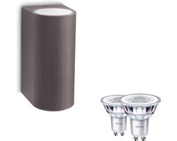 Philips LED Philips Nightingale Wandlamp voor Buiten Up & Down (Roestbruin) - Buitenlamp - GU10 - Warmwit Licht - Niet Dimbaar