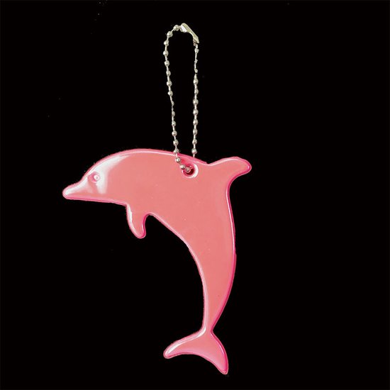 Reflecterende sleutelhanger - 1 stuks - Dolfijn - Roze