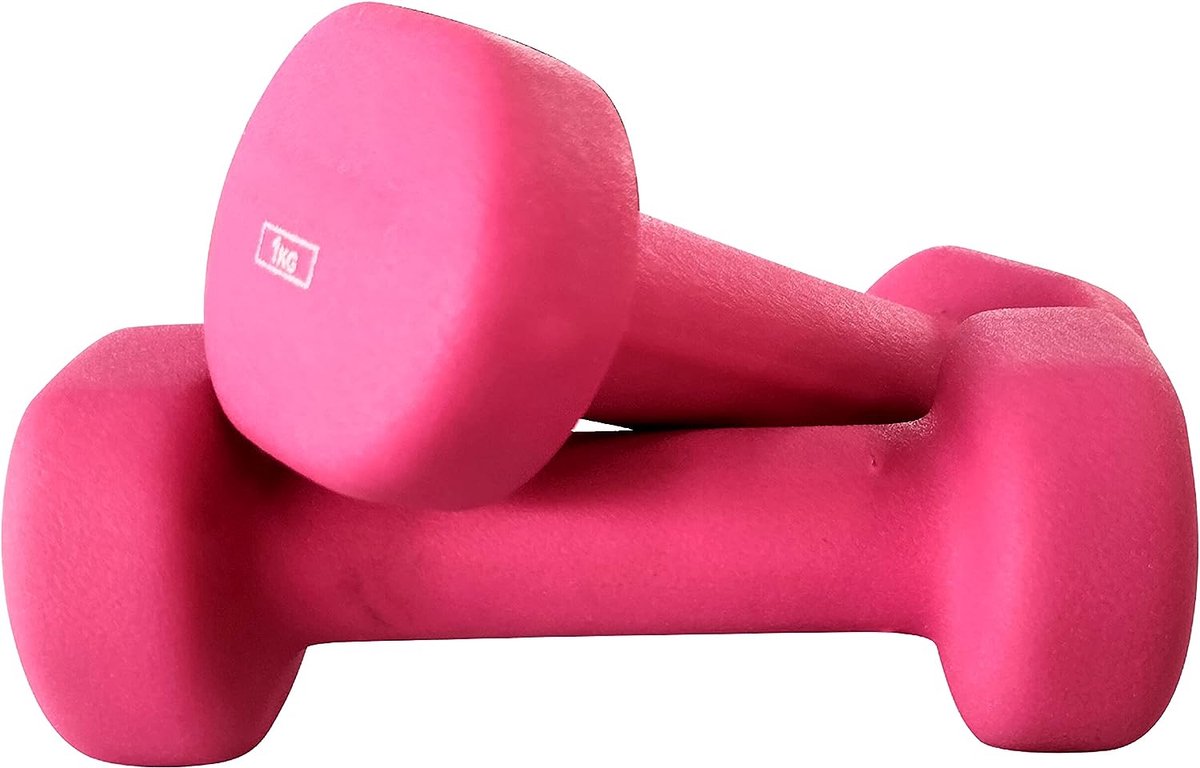 ab.Neoprene Dumbbells Pair Set of 2 (Pink 1 Kg) Material-Neoprene | Skin Friendly | Exercise and Fitness for Womens and Mens at Home/Gym | Adjustable Workout | Build Strength | Excellent Training Features