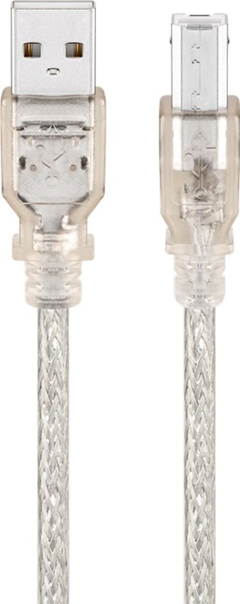 Powteq - 1 meter premium USB 2.0 kabel - USB A naar USB B - Printerkabel - Transparant