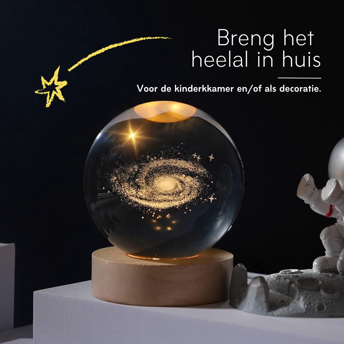 Blensson - Lampe Galaxy - 3D - Veilleuse - Enfants - Lampe d'ambiance -  Boule de verre