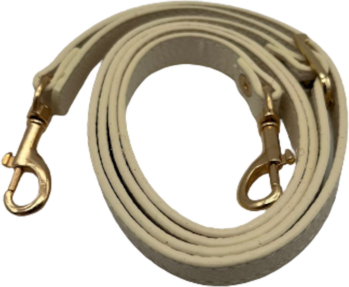 FIFO Verstelbare Modieuze Kunst Leren Schouderriem Tas – Crème/Goudkleurig – Schouderband – Leren Tassen riem – Fashion – Leer – Losse riem – Losse band – Tassen band – Tassen hengsel
