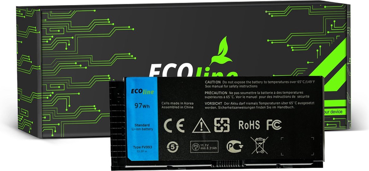 EcoLine - FV993 Batterij Geschikt voor de Dell Precision M4600 M4700 M4800 M6600 M6700 / 11.1V 7800mAh.