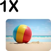 BWK Flexibele Placemat - Strandbal op het Strand bij een Zonnige Dag - Set van 1 Placemats - 40x30 cm - PVC Doek - Afneembaar