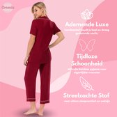 Bamboe Pyjama Set - Huispak - Dames - Ademend - Zacht - Lange Broek - Hypoallergeen - Rood - S - moederdag
