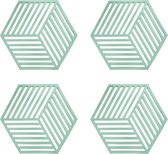 Krumble Pan coaster Hexagon - Set de 4 - Pan coaster - Casseroles et poêles coaster - Pan grille - Pan coaster silicone - Résistant à la chaleur - Vert - 16 x 14 cm