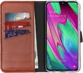 Samsung Galaxy A40 Hoesje Met Pasjeshouder - Selencia Echt Lederen Bookcase - Lichtbruin