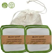 green-goose® Tampons de coton réutilisables | 10 pièces | Maquillage réutilisables | Bamboe doux à 3 couches | Avec sac à linge en coton biologique