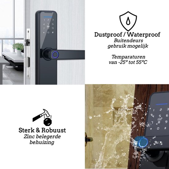 Smart Doorlock - Werkt Op Vingerafdruk - Bluethooth Deurslot - Deurklink Met App en Wi-Fi - Intelligent Smartlock - Codevergrendeling - Kantoorslot - Meerdere Gebruikers - Anti-Diefstal - RoHS Goedgekeurd - Horizun° Smart Surveillance
