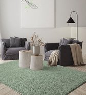 Vloerkleed 80x150 hoogpolig - Groen - Wasbaar met Antislip onderkant - FOXY Shaggy by The Carpet
