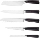 Bol.com Luxe en Professionele messenset - Estenye - Keukenmessen - Koksmes - Set van 5 - 5-delig - Pakka - RVS - Damascus staal aanbieding