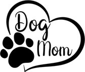 Sticker - Dog Mom - Hart - Auto Sticker - 15x15cm - Zwart