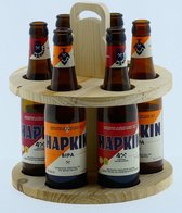 Bierverpakking - Draagtray - Hout - 6 flessen - rond - voor flesjes bier mancave